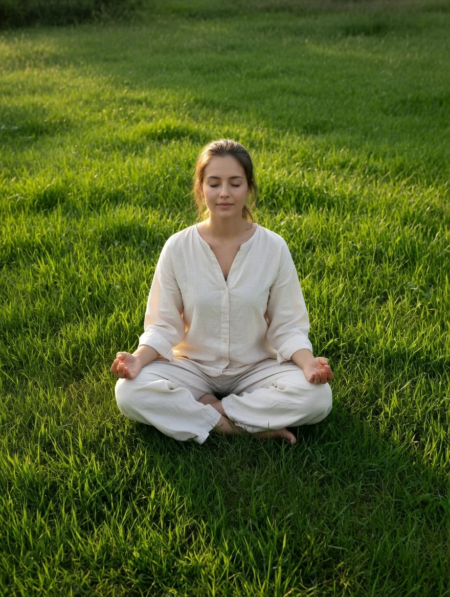 Mindful Calm Among Vibrant Grass