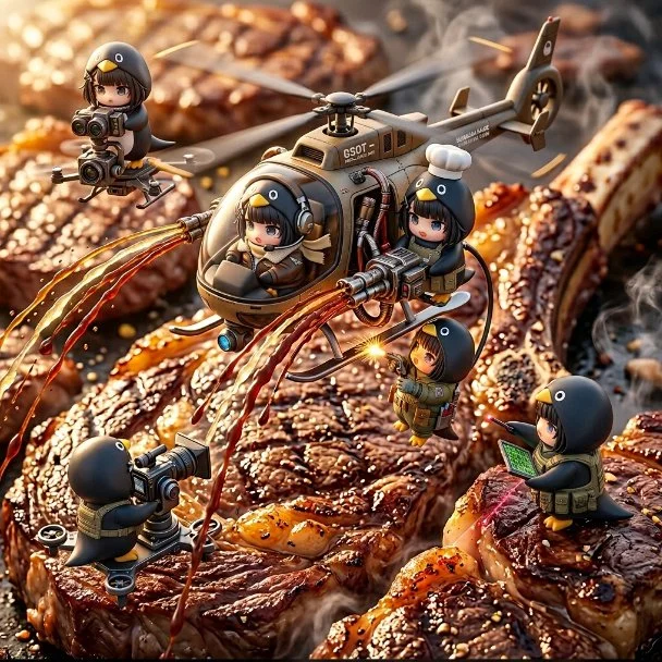 Miniature Aerial Team Executes Precision Sauce Mission Over Giant Grill