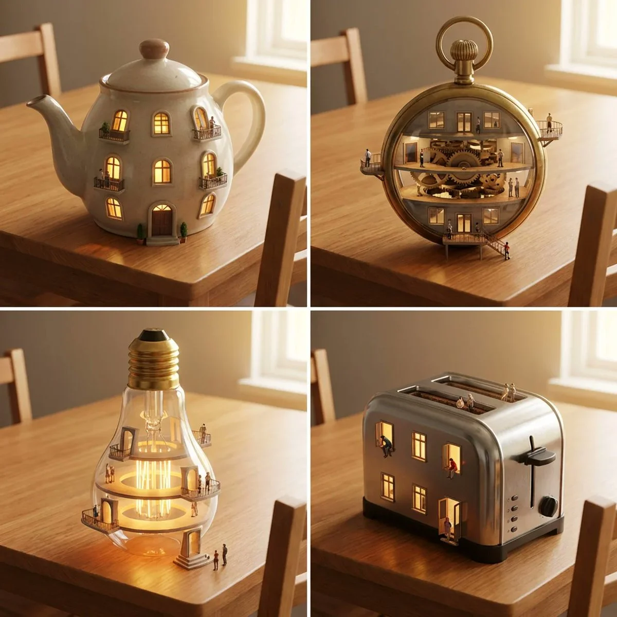 Miniature Buildings from Household Gadgets