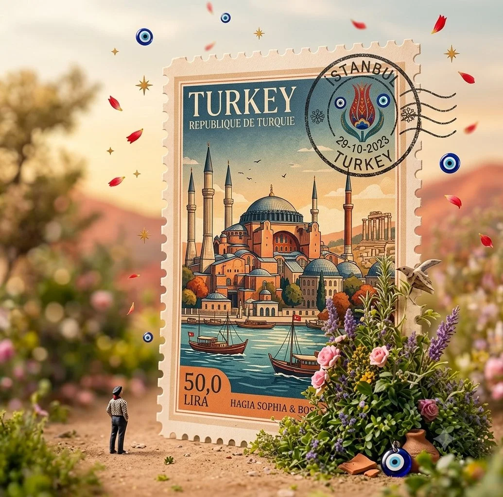 Miniature worlds come alive with giant stamps and tiny travelers