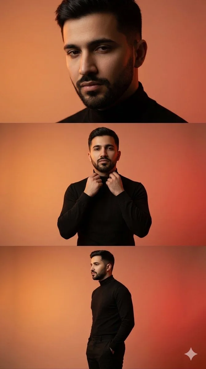 Minimalist Elegance: A Cinematic Portrait Triptych of Modern Style