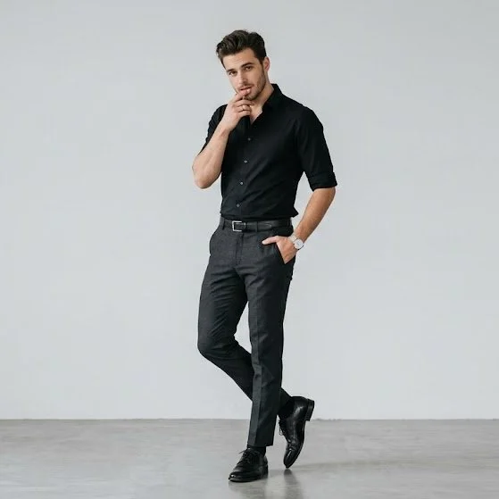 Minimalist Portrait of a Young Man in Classic Monochrome Attire