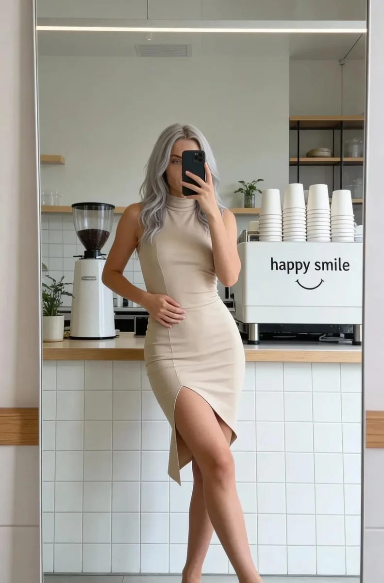 Mirror Moments: A Chic Café Selfie