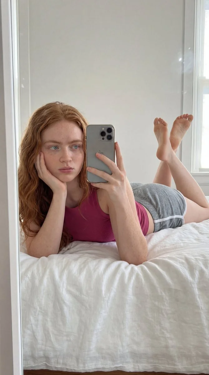 Mirror Selfie in Minimalist Light