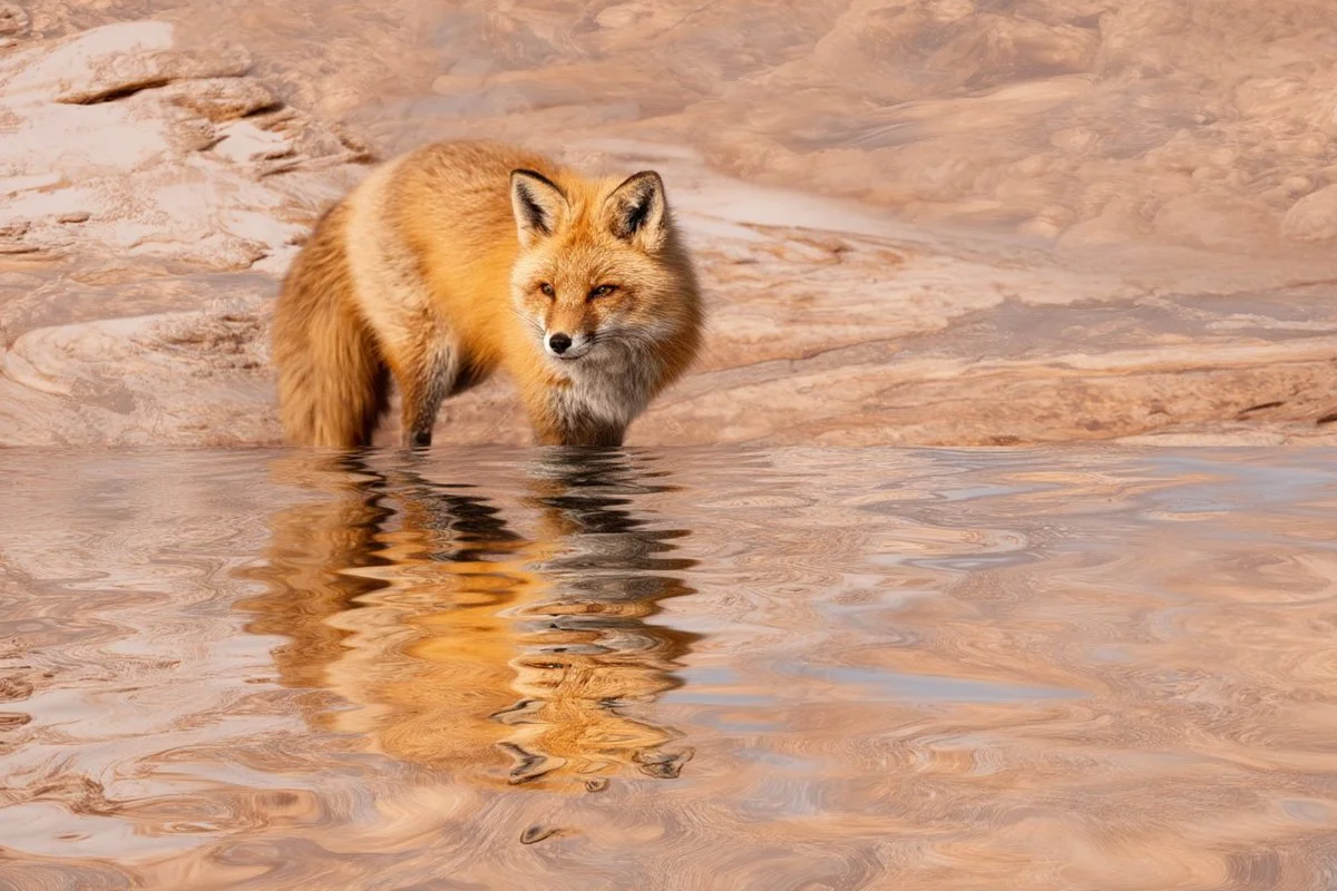 Mirrored Mirage Oasis: Desert Reflections in Warm Hues