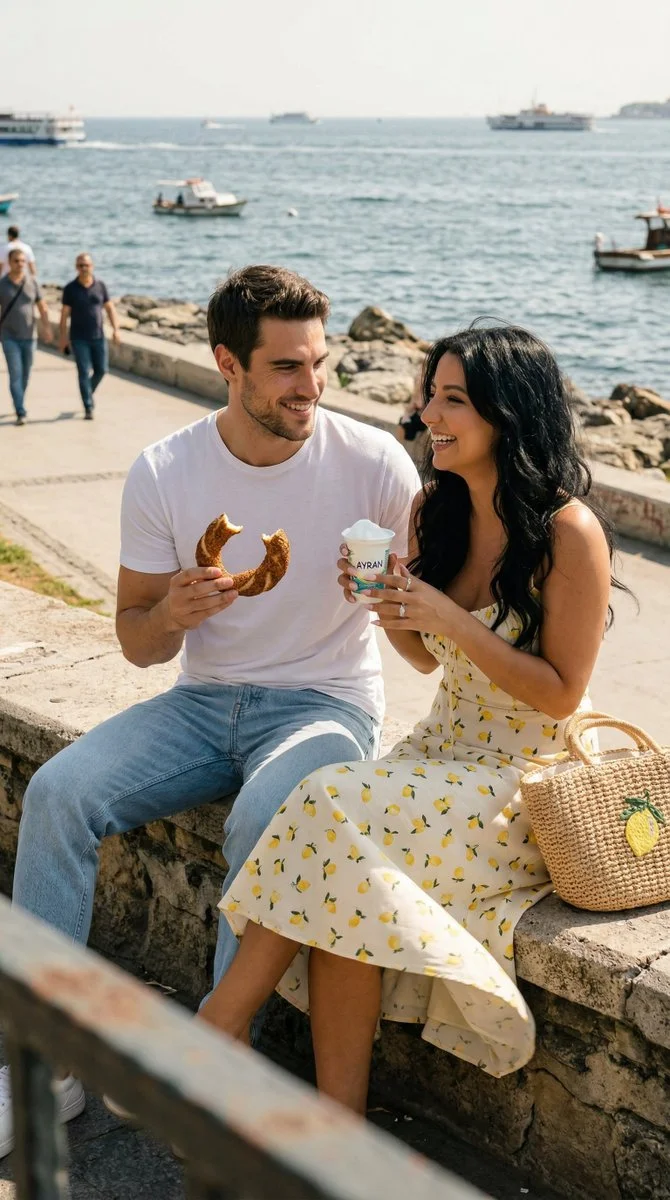 Moda Seaside Candid: Young Couple’s Quiet Moment by the Shore