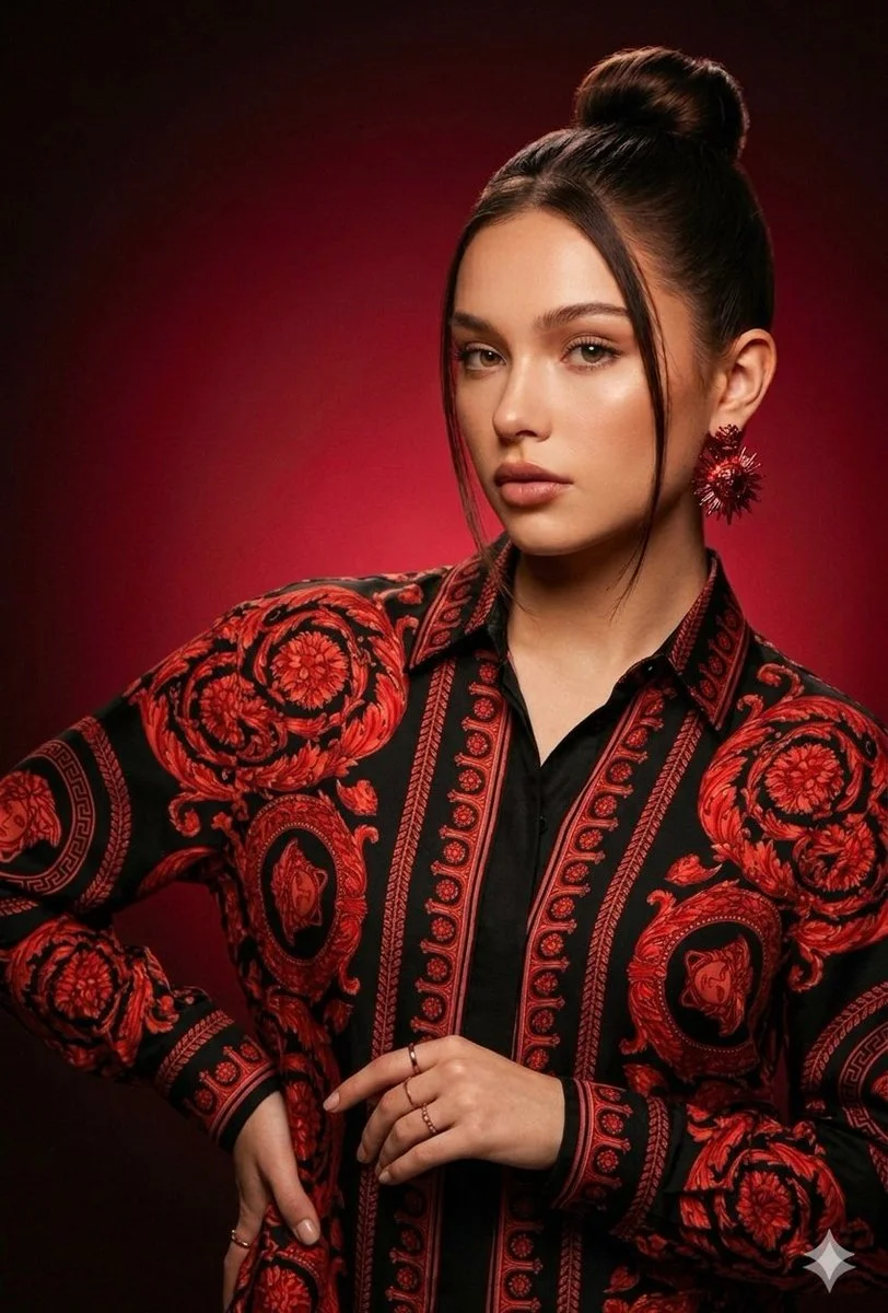 Modern Baroque Elegance in Dramatic Red and Black