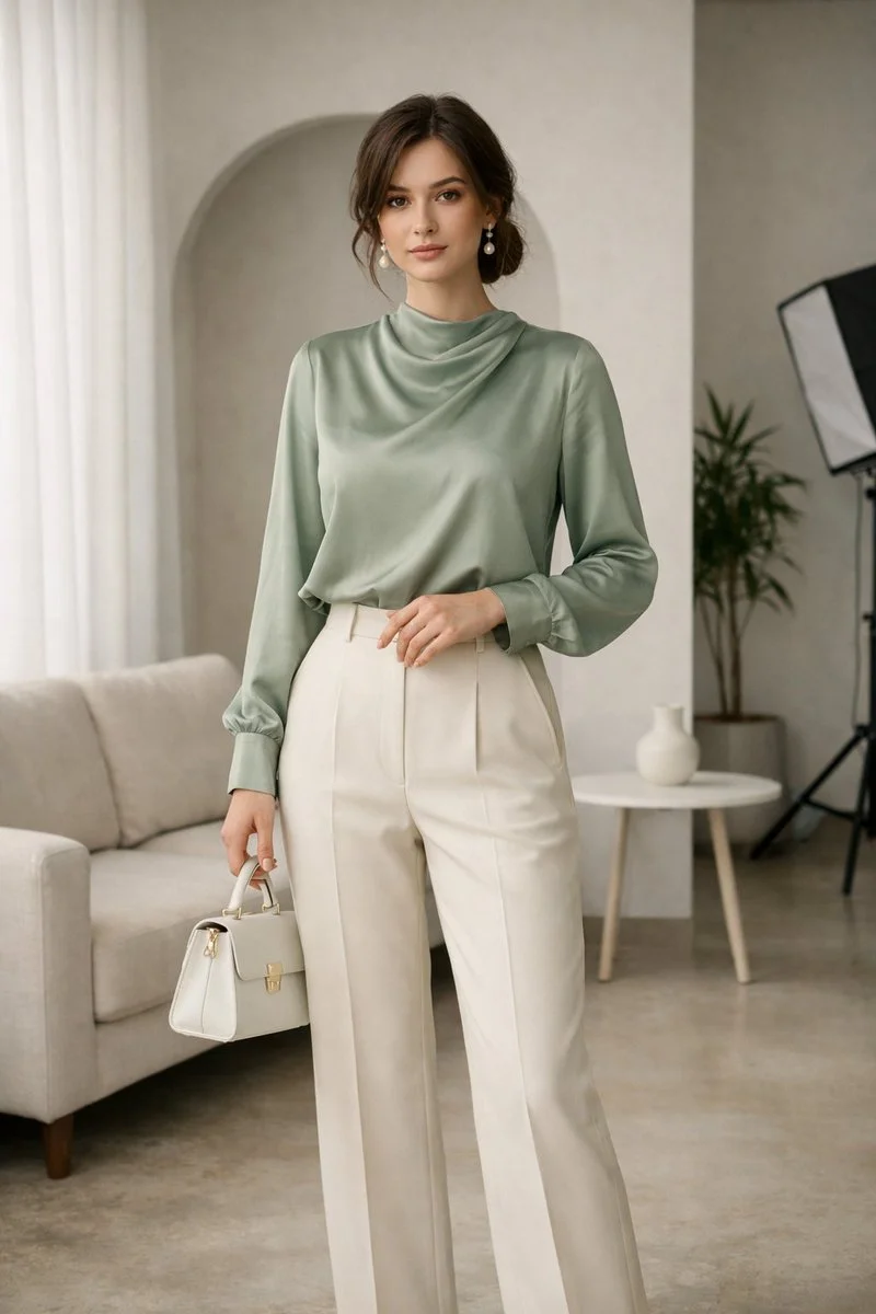 Modern Minimalist Elegance in Soft Sage and Cream