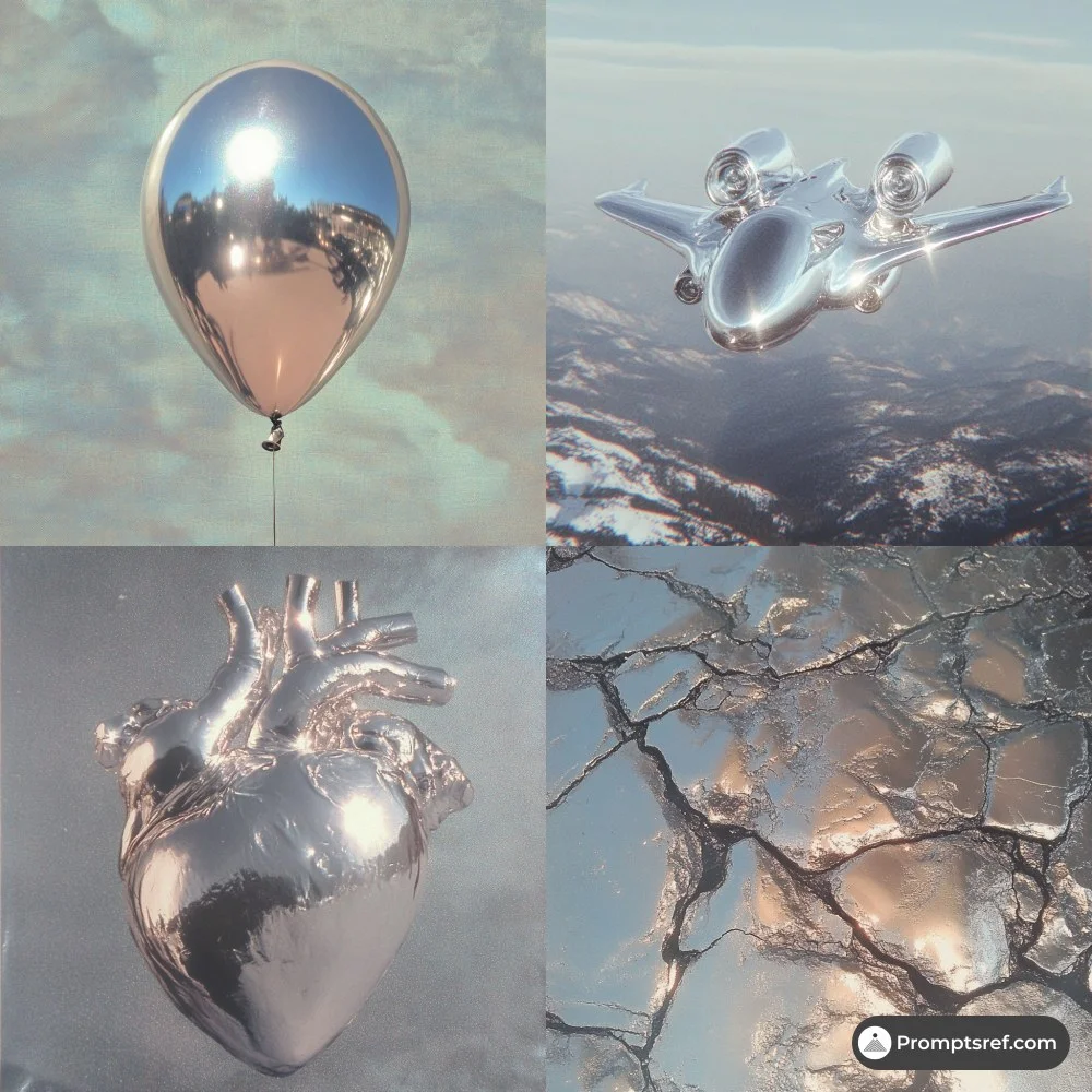 Molten Chrome Waves Reflect a Dreamy Cyberpunk Sky