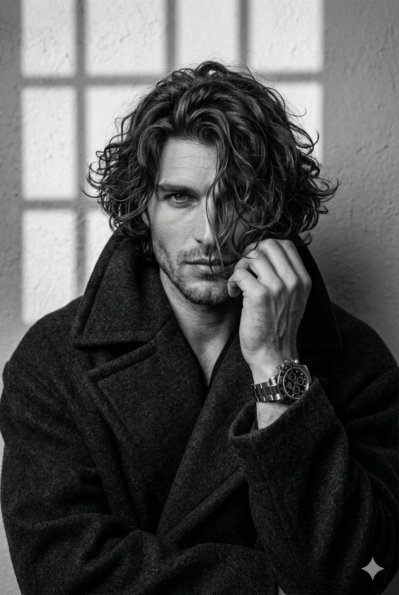 Monochrome Elegance: Introspective Gaze