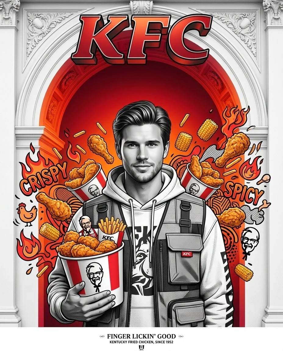 Monochrome Elegance Meets Vibrant Brand Energy