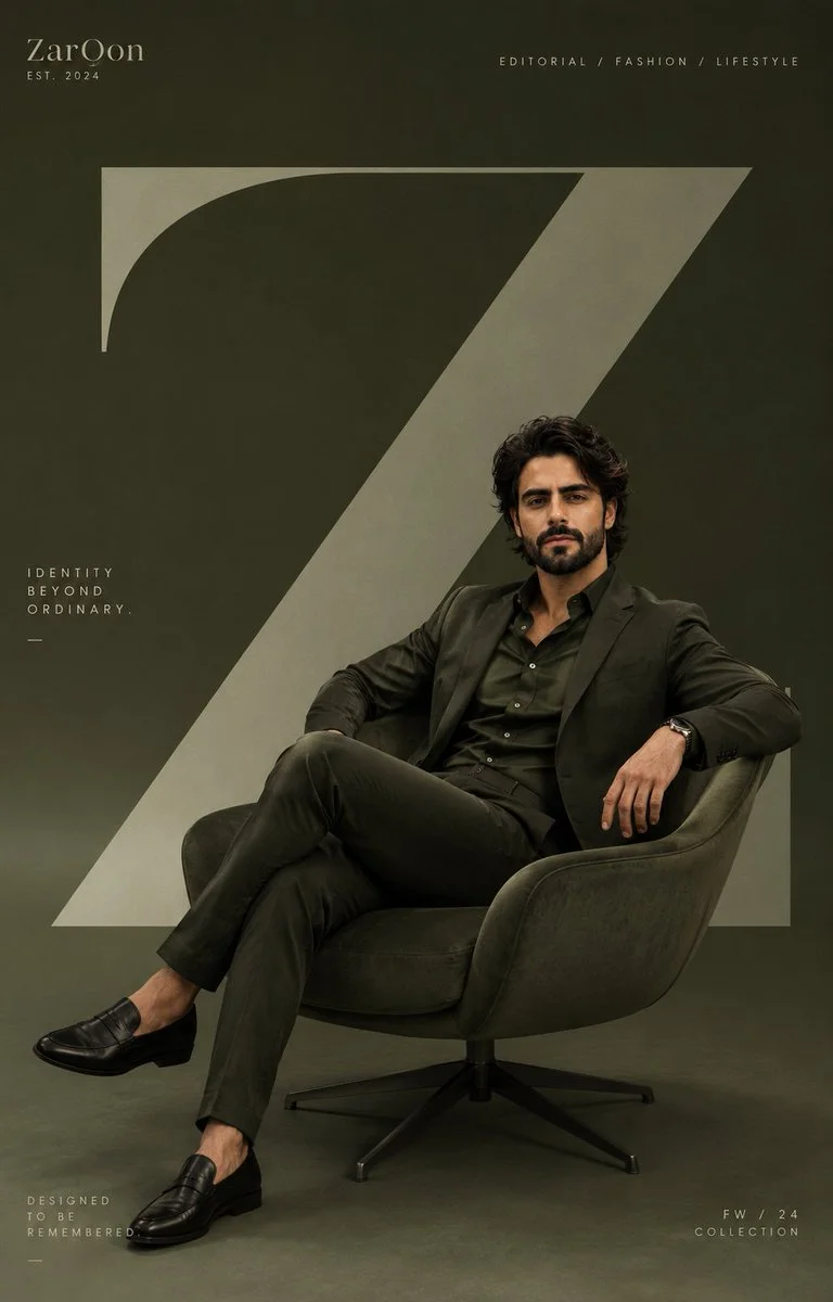 Monochrome Elegance: ZarOon's Bold Editorial Statement