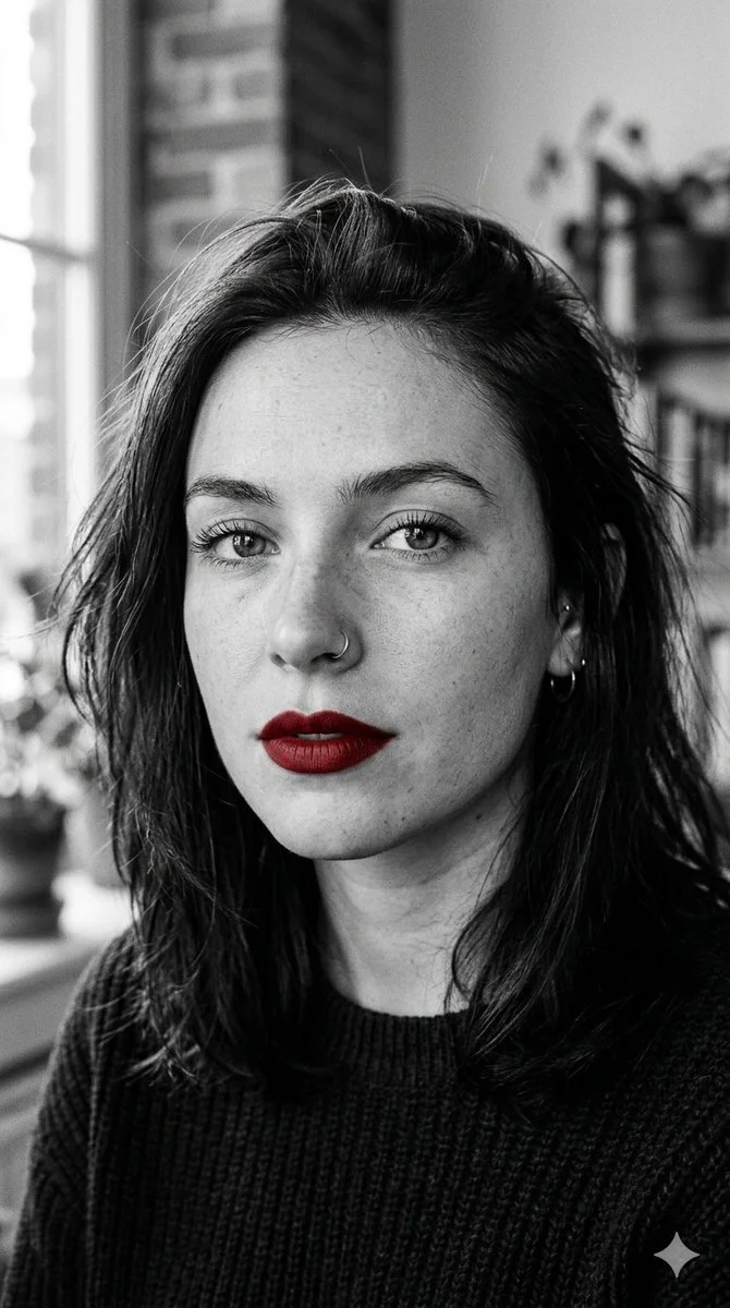 Monochrome Intensity with a Touch of Crimson