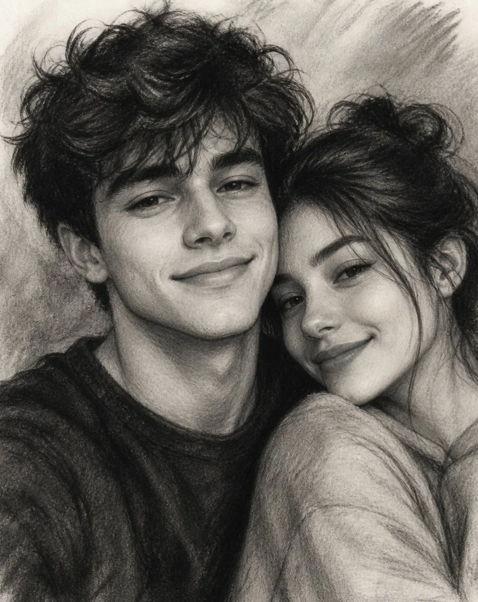 Monochrome Intimacy in Charcoal