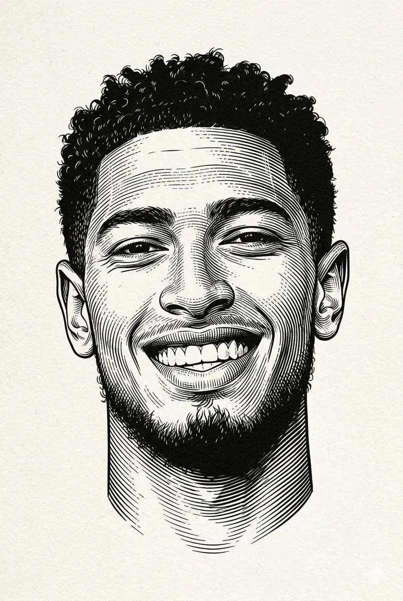 Monochrome Mastery: Classic Woodcut Portrait in Sharp Contrast