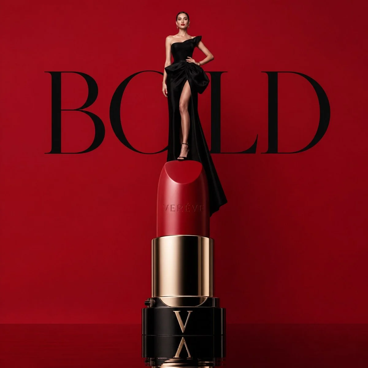 Monumental Elegance: A Red Lipstick Masterpiece