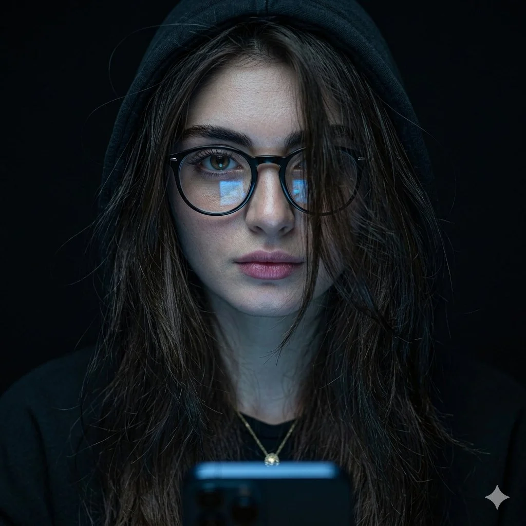 Moody Portrait in Cool Smartphone Glow