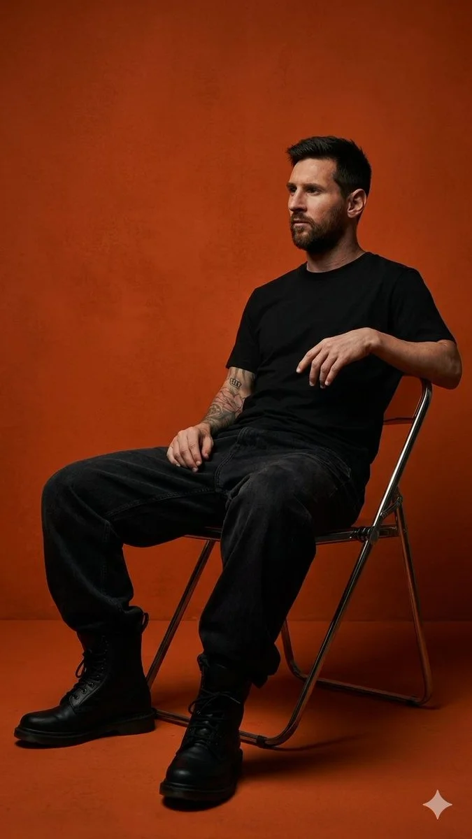 Moody Studio Portrait of a Young Man in Dark Orange Light
