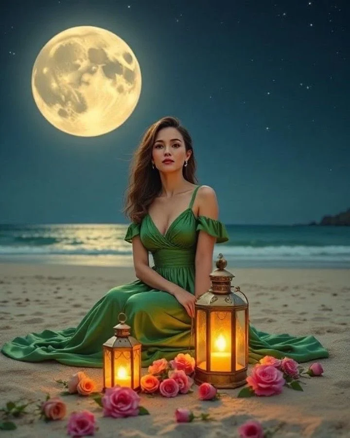Moonlit Elegance: A Serene Night by the Sea
