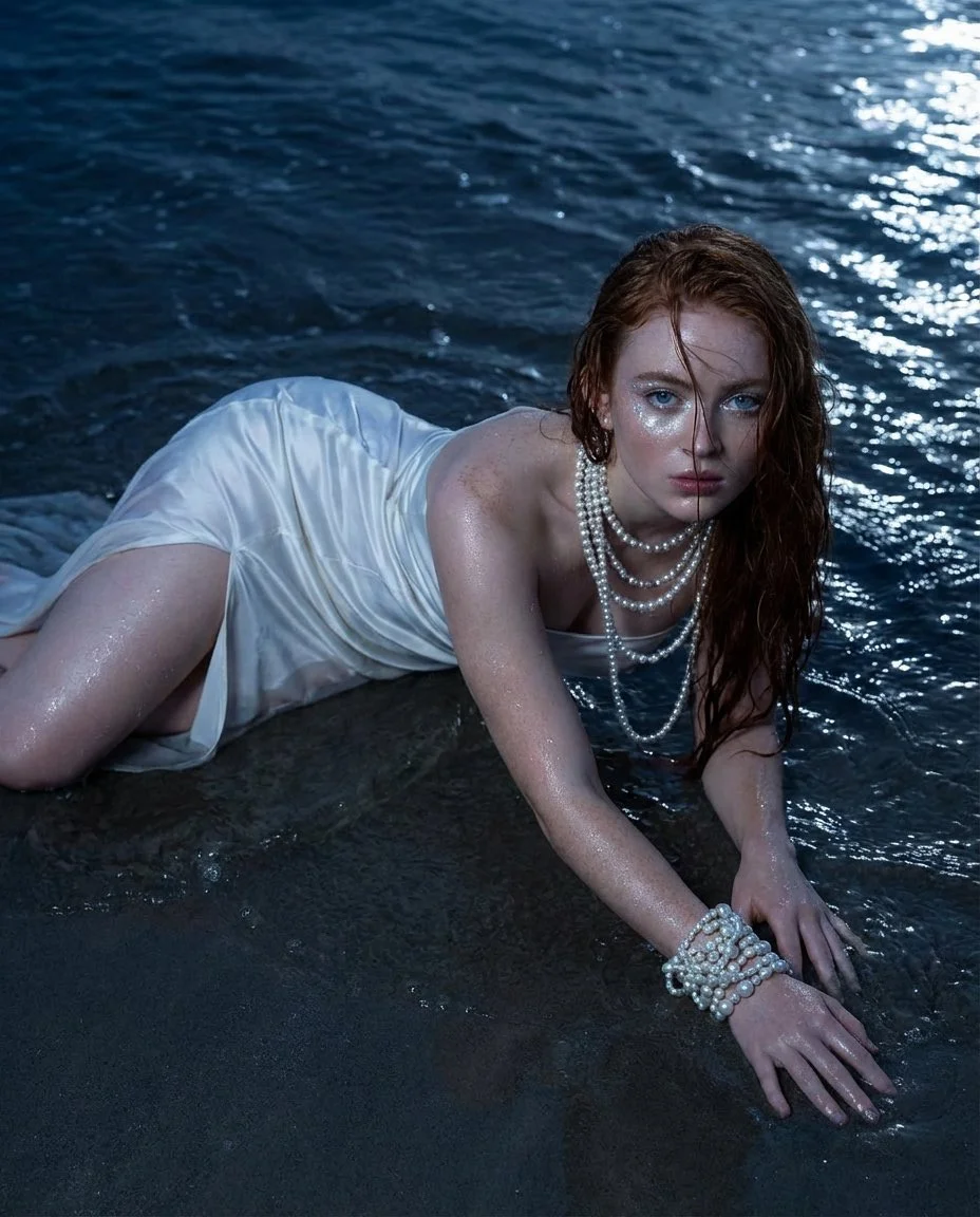 Moonlit Melancholy: A Cinematic Beach Portrait