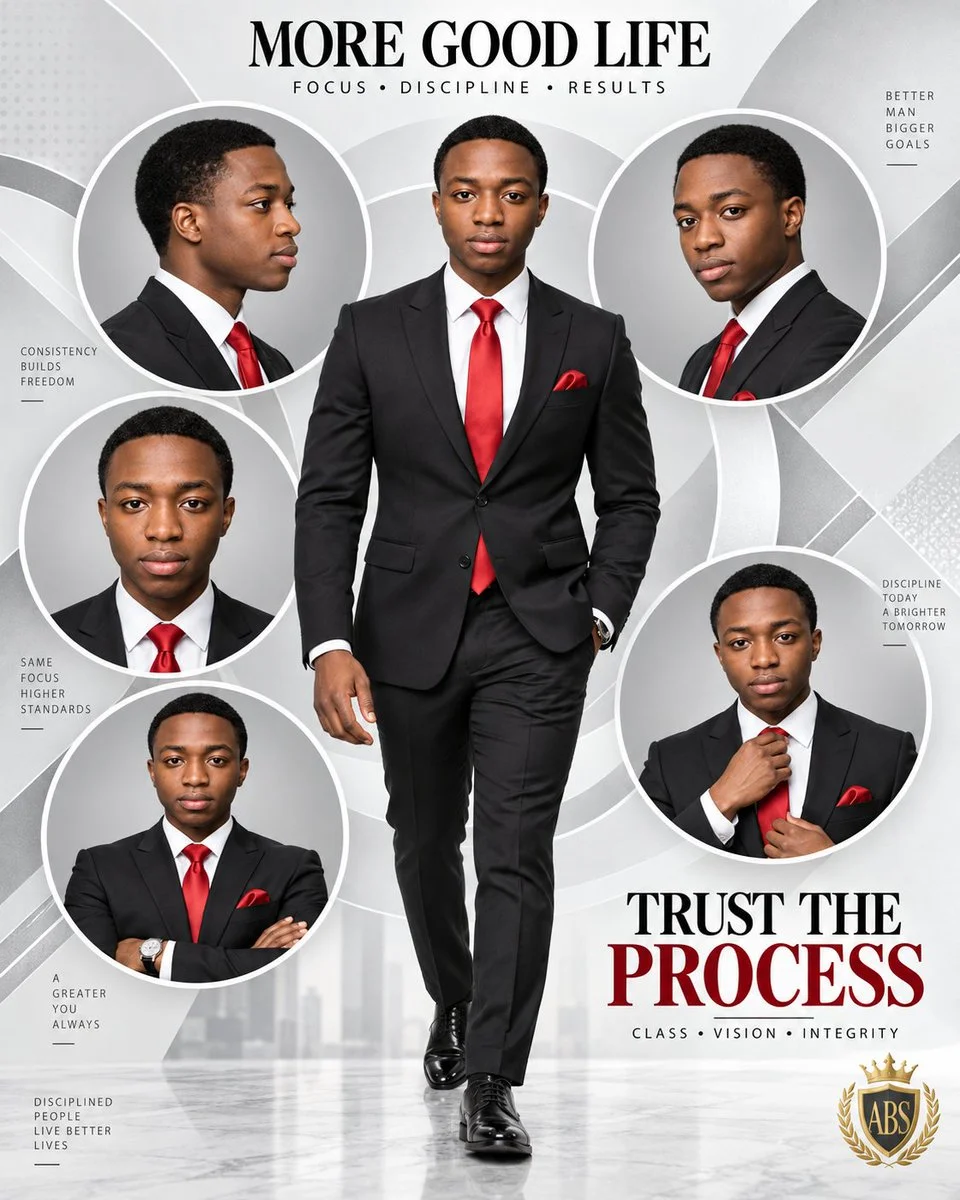 Motivational Editorial Collage Shows Man in Suit with Crown Emblem