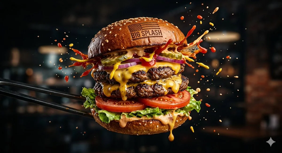 Mouthwatering Cheeseburger in Action