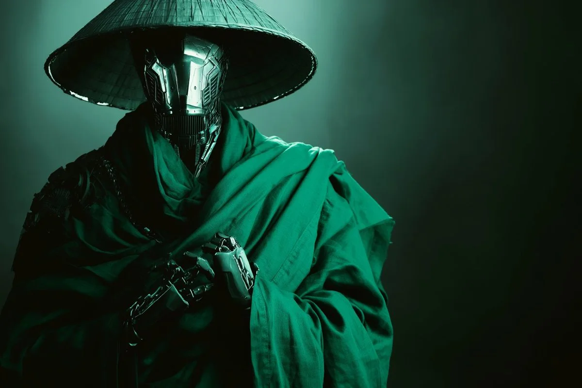 Mystic Cyberpunk Fusion in Chiaroscuro Contrast