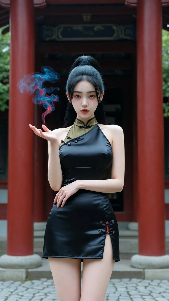 Mystical Elegance at the Temple's Threshold