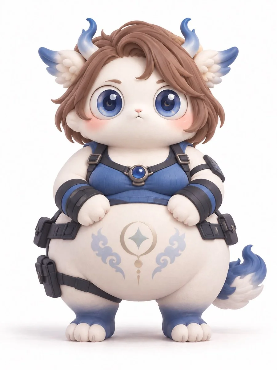 Mythic Beast Meme Mascot Stands with Blank Stare