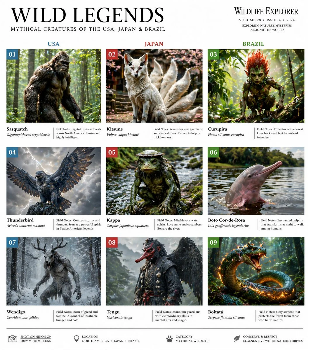 Mythical Wildlife Across Continents