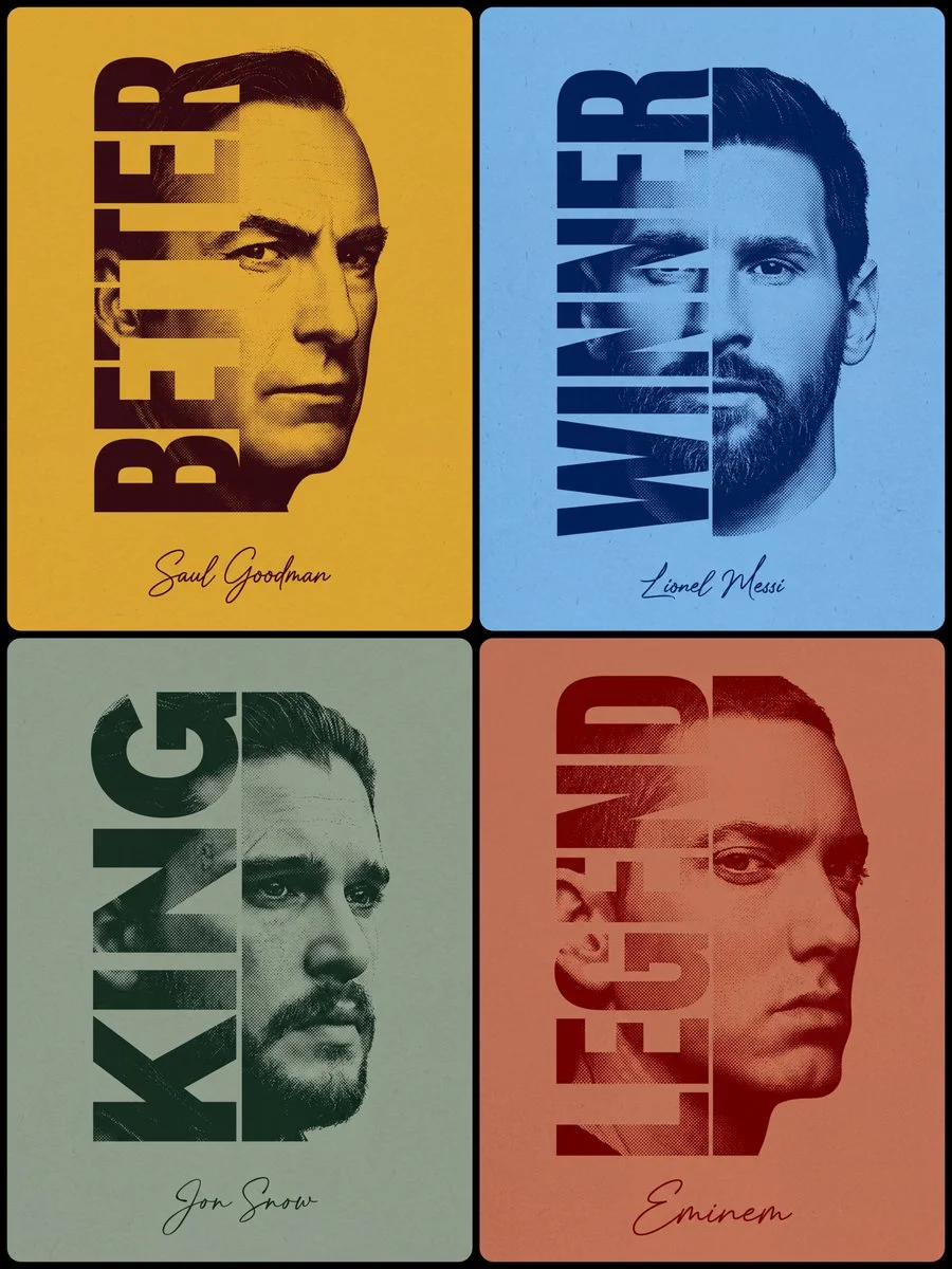 Nano Banana Pro portrait emerges from bold duotone typography