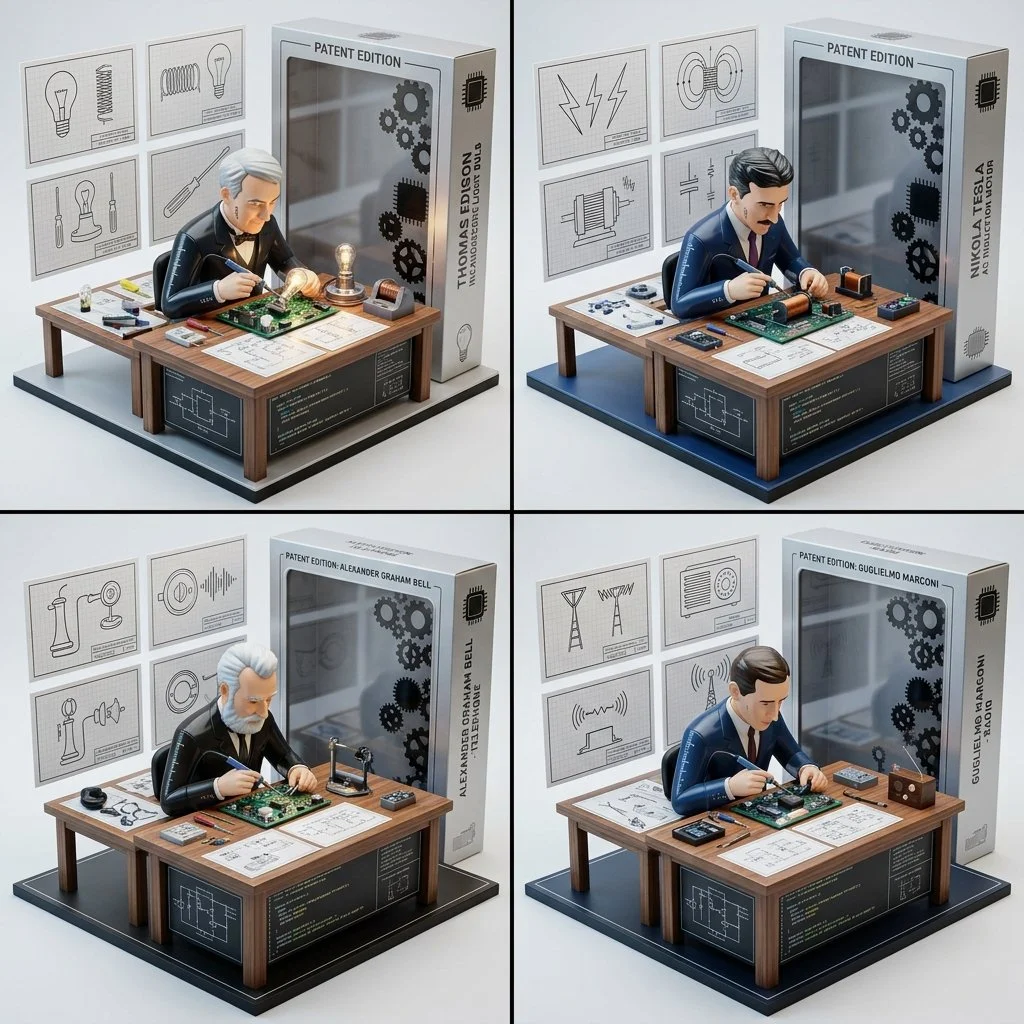 Nano Banana's Inventor Dioramas: Engineering Genius in 3D Panels