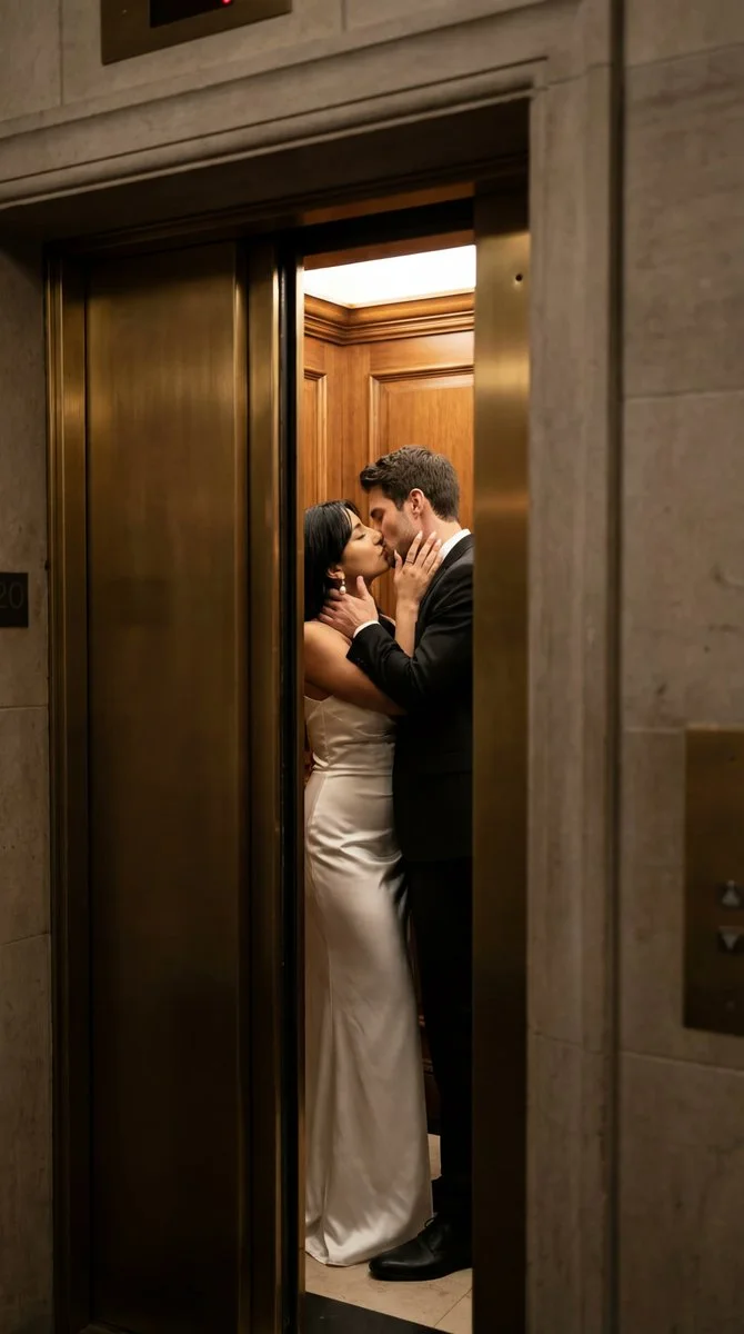 Narrow Framed Passion in a Luxe Elevator