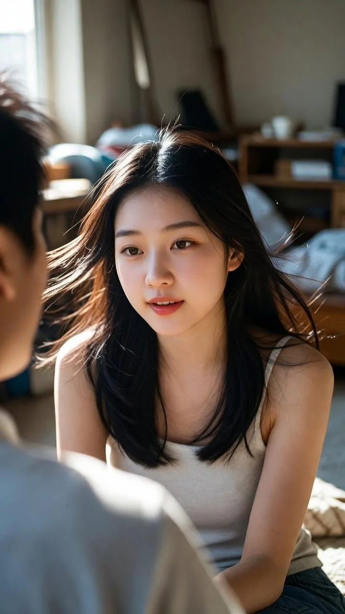 Natural Light Portrait of East Asian Woman in Modern Home
