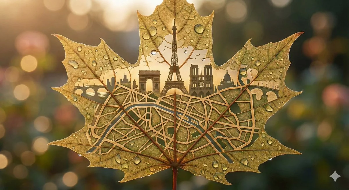 Nature's Artistry: Landmarks Carved in Leaves