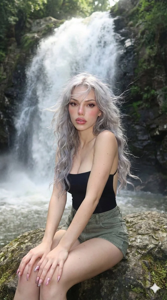 Nature's Muse: The Enchanting Vibe of a Waterfall Portrait