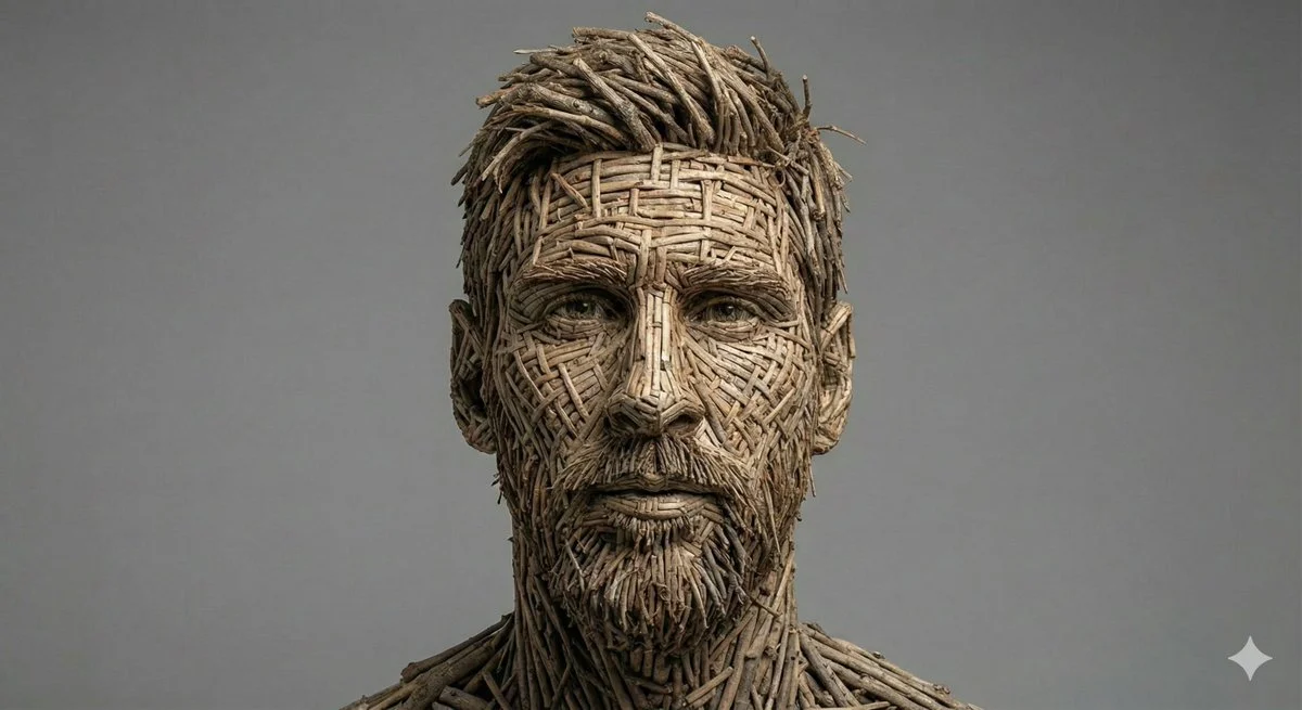 Nature's Portrait: A Face of Twigs