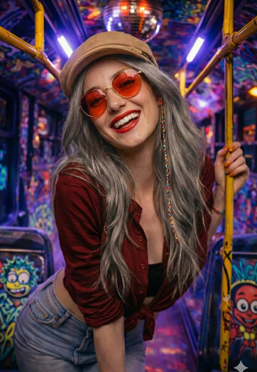 Neon Dreams on a Brazilian Bus