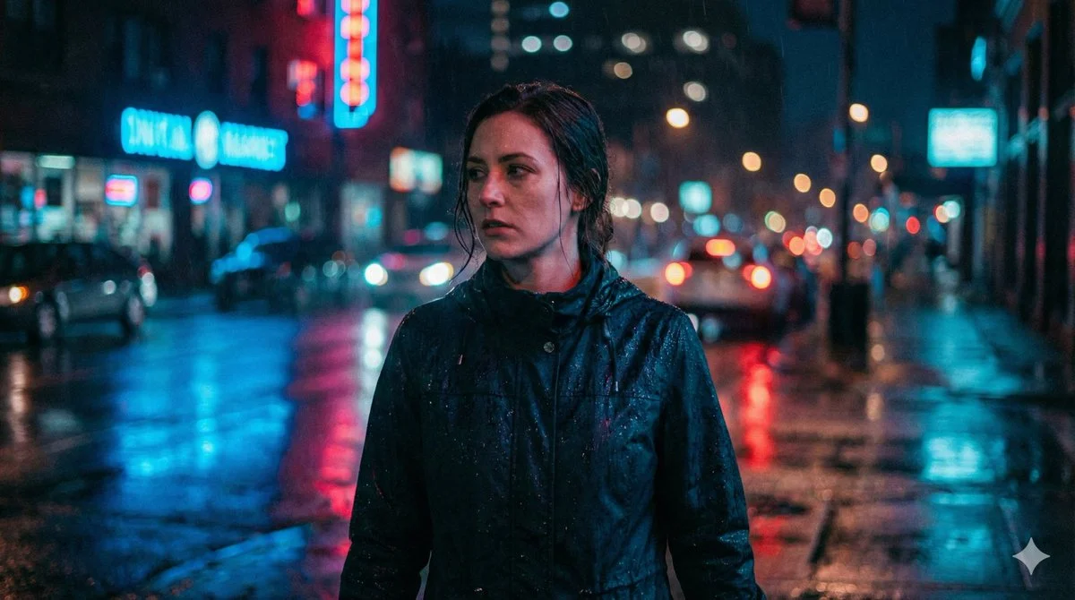 Neon Dreams Under Rainy Skies