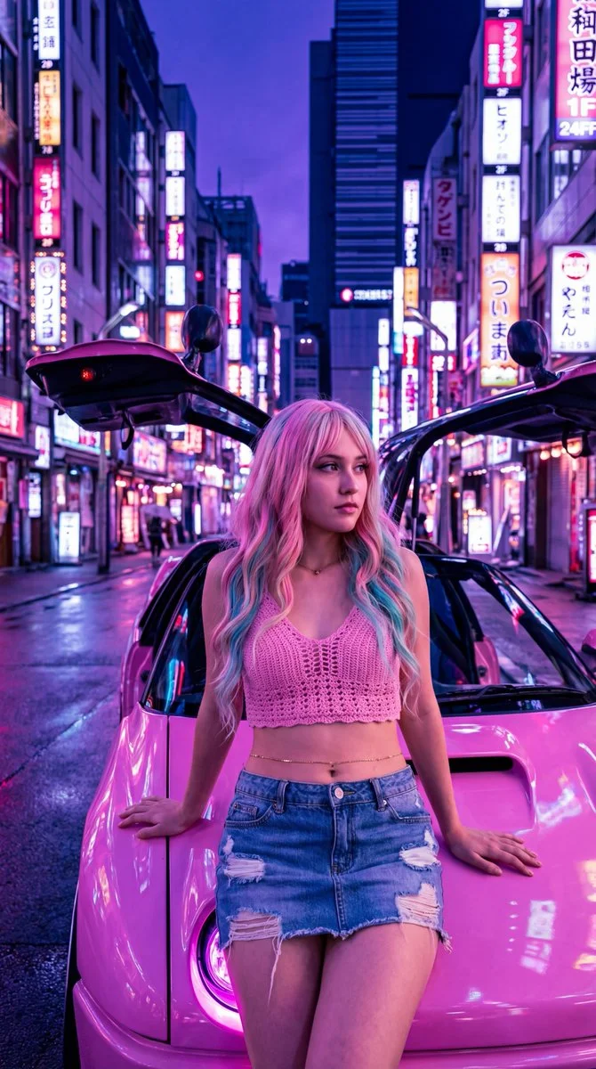 Neon Dreams: Urban Glam in Tokyo's Heart