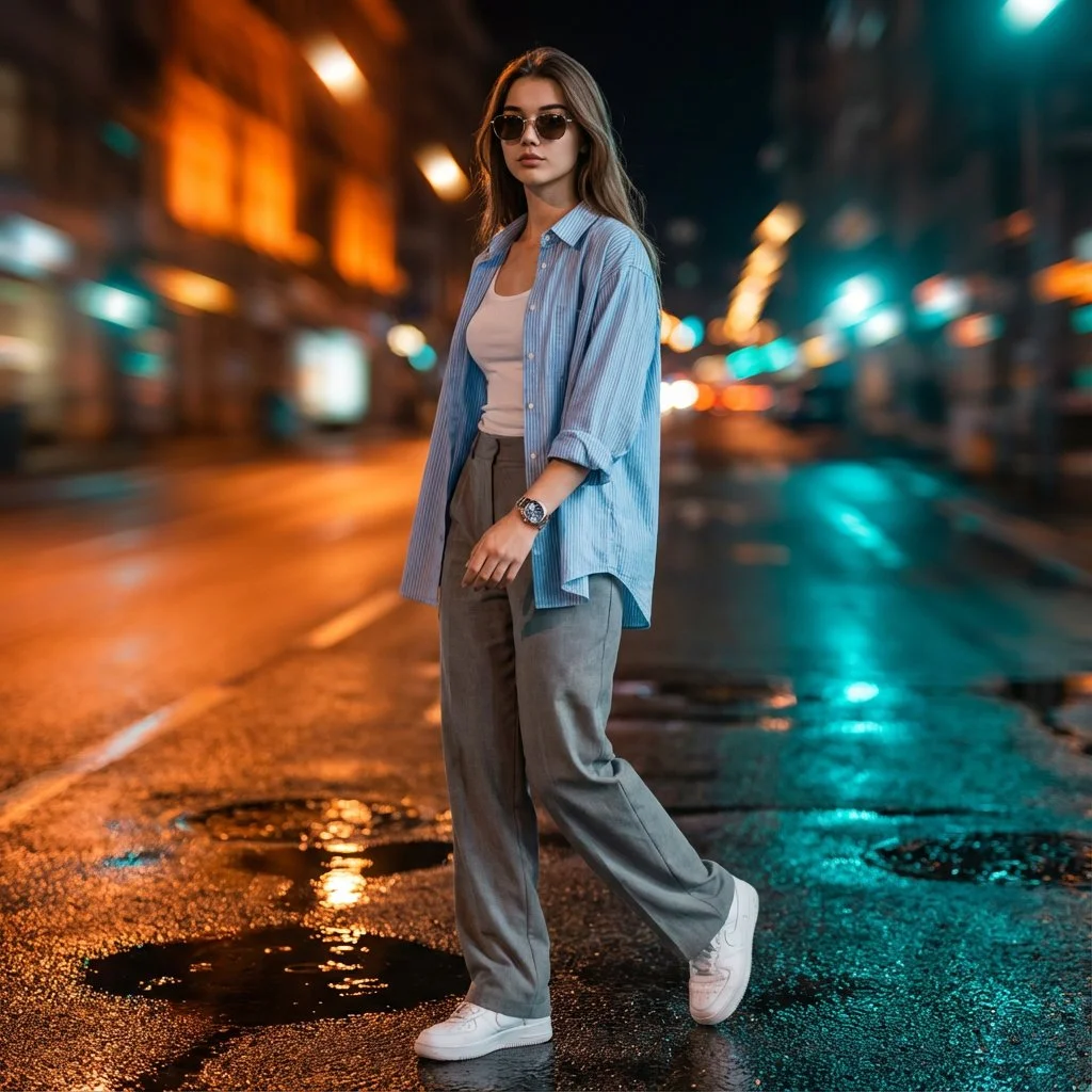 Neon Elegance: A Night in the City