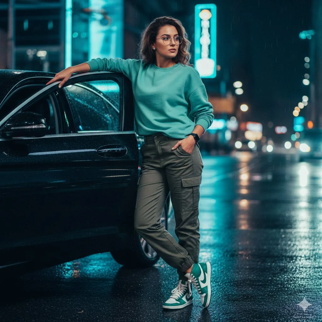 Neon Elegance: A Nighttime Fashion Statement