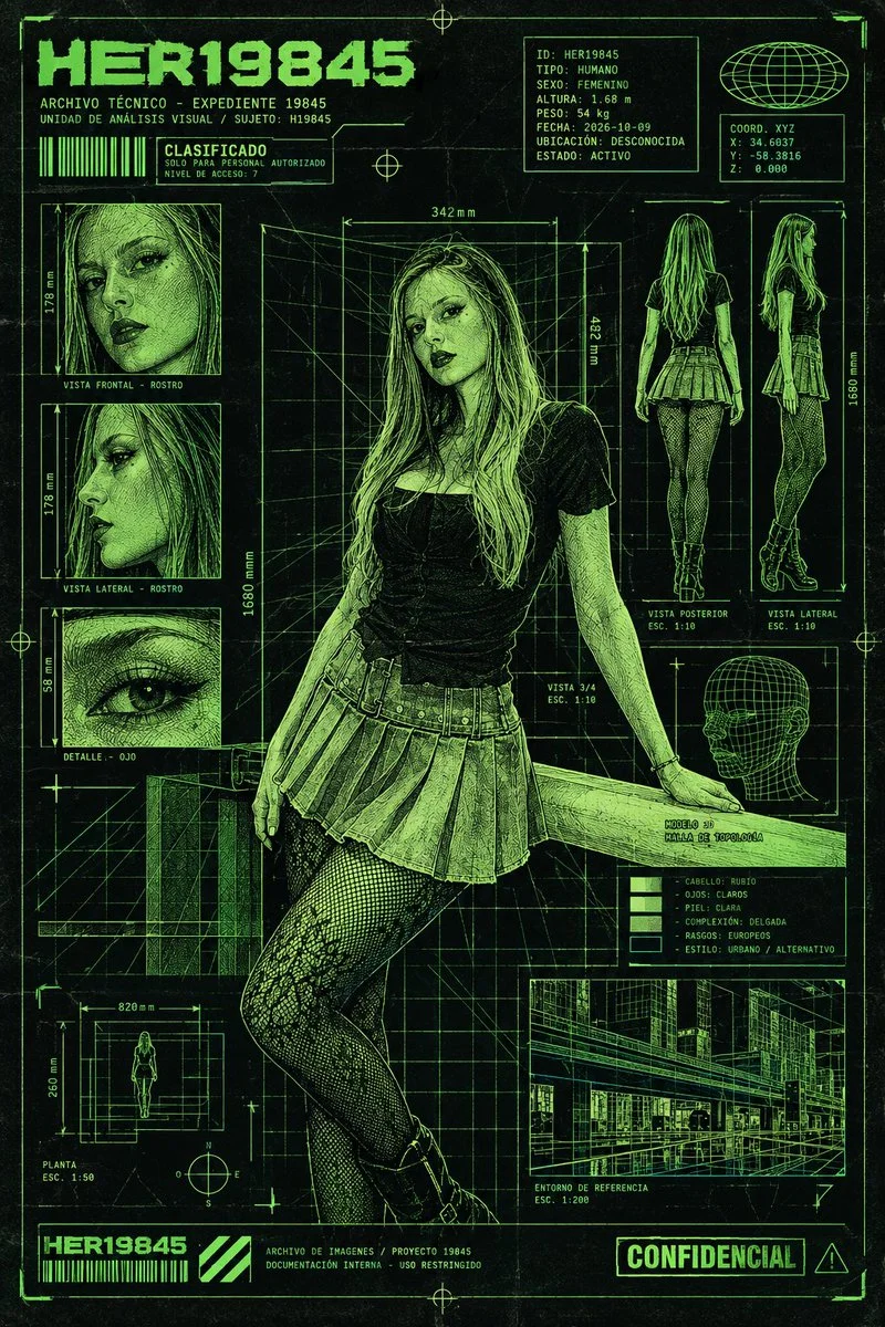 Neon green blueprint schematic reveals classified cyberpunk archive details
