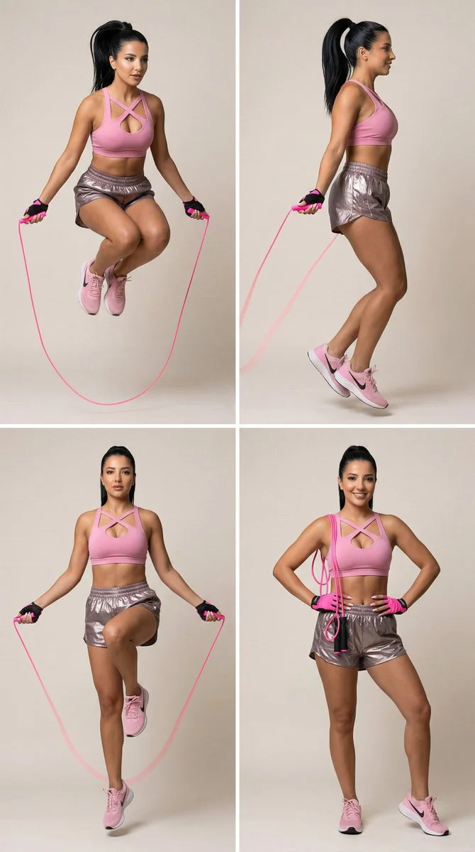 Neon Pink Fitness: Jump Rope Action in Style