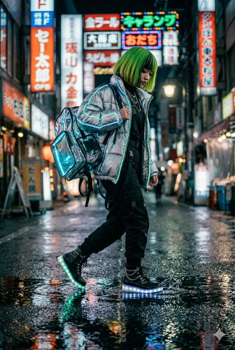 Neon Rain: A Cyberpunk Street Encounter