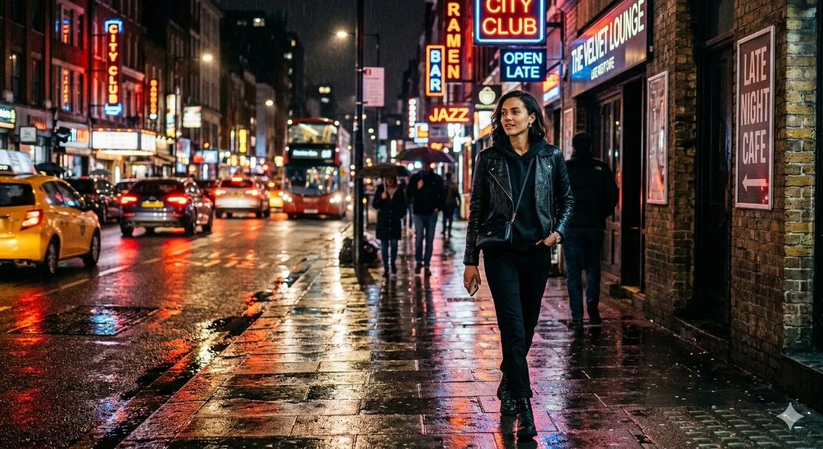 Neon Rain: Night Stroll Through London Streets