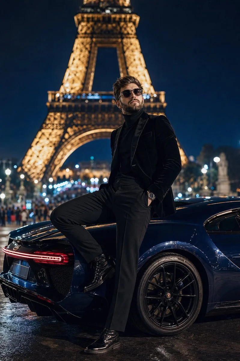 Night Elegance: A Stylish Encounter in Paris