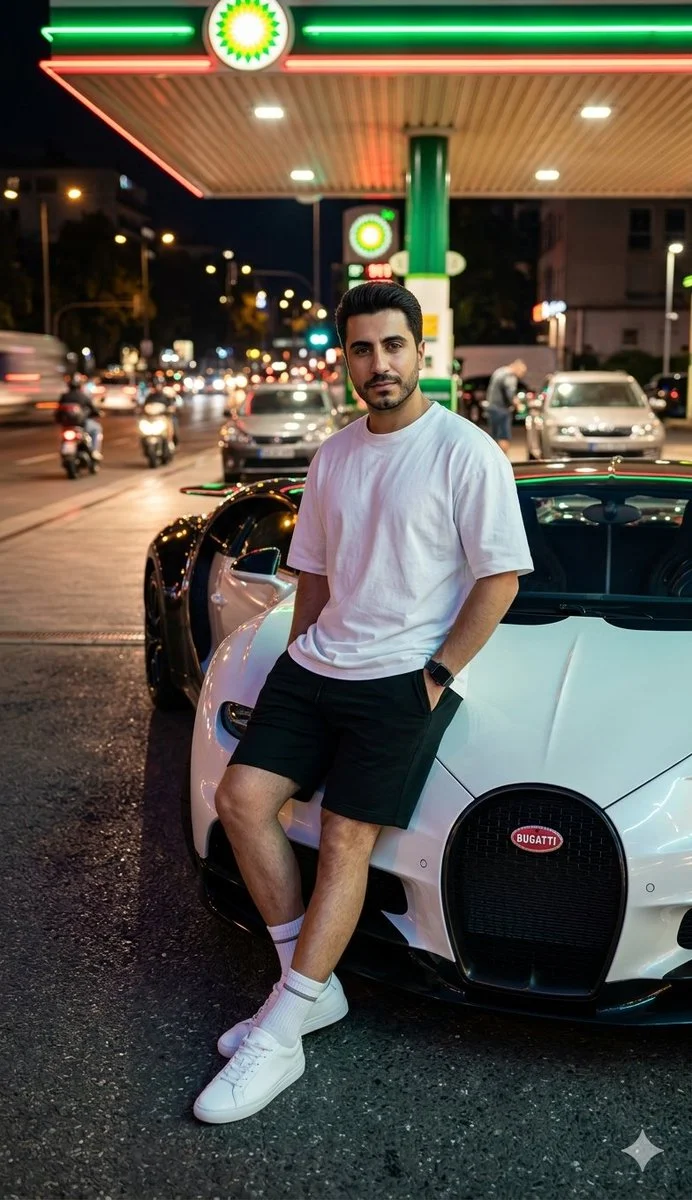 Nighttime Luxury: A Bold Street Scene