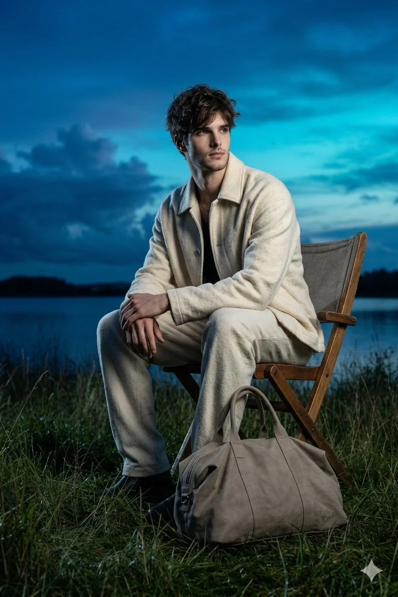 Nocturnal Elegance: Avant-Garde Fashion by Lakeside at Blue Hour