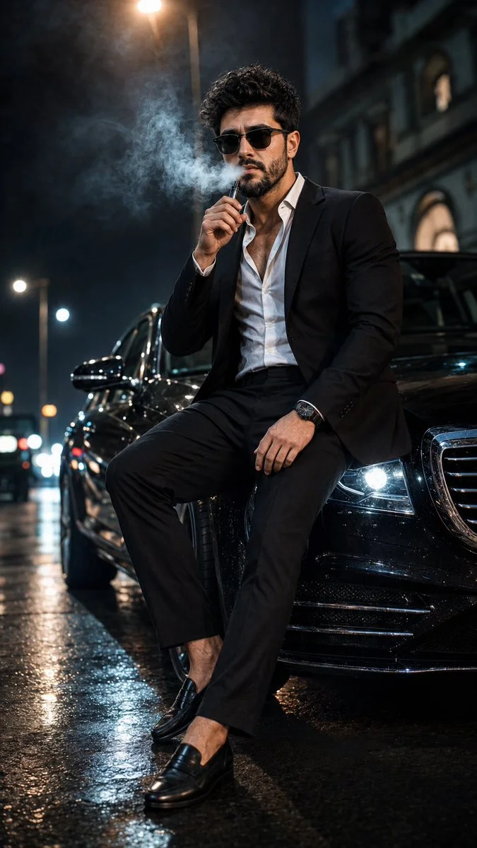 Noir Command on a Rainy Street